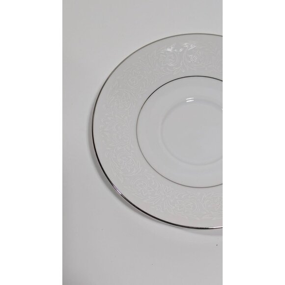 Majestic China Plymouth White Silver Floral Saucer Japan - Picture 3 of 9